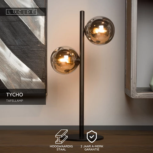Lucide TYCHO - Tafellamp - 2xG9 - Zwart - USP